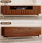 ATJafurn 78‘’ Brown Walnut Finish TV Stand for 65/75/85 Inch TVs, Mid Century Modern Wood Media Console Entertainment Center with 2 Drawers and 2 Cabinets for Living Room Bedroom