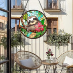 AMDERVEN Stained Glass Window Hanging, Cute Sloth Sun Catcher for Door Home Decor Animal Suncatcher Christmas Mother's Day Birthday Gifts for Women Men Mom and Nana 6.3 in