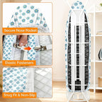 Ironing Board Cover and Pad, 18x49 Extra Wide Thick Iron Padding, Scorch & Stain Resistant Ironing board cover, Heavy Duty Iron Board Padded with Adjustable Fasteners Durable Elastic Edge, Daisy