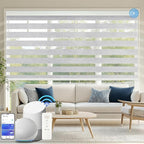 COOLWINDS Motorized Zebra Blinds for Windows Cordless Electric Curtains with Remote Control Blackout Shades Custom Smart Blinds Compatible with Alexa Google Home(95% Blackout Grey,W39 X 72in)
