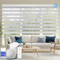 COOLWINDS Motorized Zebra Blinds for Windows Cordless Electric Curtains with Remote Control Blackout Shades Custom Smart Blinds Compatible with Alexa Google Home(95% Blackout Grey,W21 X 72in)