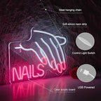 Nails Salon Neon Sign Dimmable Neon Light for Wall Decor Powered by USB Adapter for Beauty Store Room Gift Light and Shop Decorative Signs (17x12inches)