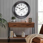 CLXEAST 24 Inch LED Self-Illuminated Outdoor Metal Clocks Waterproof, Large Lighted Outdoor Clock with Temperature and Humidity,House Warming Gifts New Home,Oil Rubbed Bronze Black