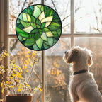 CRISGIF Stained Glass Window Hanging - Ireland Green Suncatcher for Doors Garden Patio Sun Catchers Decor Mother's St. Patrick's Day Birthday for Women Men Mom Nana Friend 11.8 in