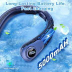 Portable Neck Fan that Blow Cold Air, LED Display, Rechargeable Hands-Free Wearable Cooling Personal Fan, 5 Speed, Neck Support, Bladeless Neck Air Conditioner, Gift for Women/Men, Hot Flashes, Travel