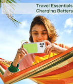 miisso 6000mah Ultra Slim Built in Cables Power Bank, Card Size Built in USB C Cords Battery Pack Portable Charger for Phones, 3 Output External Battery Pack Compatible with iPhone, Deep Green