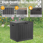 NUNU LAB 32 Gallon Outdoor Storage Box Waterproof, Outside Package Delivery Deck Boxes with Lockable Lid, Backyard Storage Bin For Garden Tools, Patio Cushions Accessories, Black