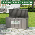NUNU LAB 75 Gallon Outdoor Storage Box,Resin Large Sturdy Deck Box, Backyard Outside Storage Box Waterproof with Double Wall Panels,Garden Box,Package Delivery Outdoor Hose Storage Bin