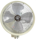 HydroMist Oscillating Wall Mounted Outdoor-Rated Fan, 3-Speed Cord Control, Hard Resin Fan Blade with Mounting Bracket and Black Vinyl Cover Included, Very Quiet Running, 18”, Off-White