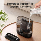 DREO 6L Top Fill Humidifiers for Bedroom, 60H Runtime 28 dB Quiet Supersized Cool Mist Air Humidifiers for Large Room, Baby Nursery, Plant, Indoor, Night Light, Easy to Clean, Precise Humidity Control