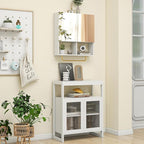 Wall Mounted Storage Cabinet with Mirror & Adjustable Shelves- Bathroom Medicine Cabinet with Towel Bar for Bathroom, Laundary, Enterway,Bedroom