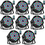 CO-Z Stage Lights 36 RGB LED Par Lights with Remote Control DJ Uplighting for Event Wedding Christmas Halloween Party Club Music Stage Lighting, 8 Pack