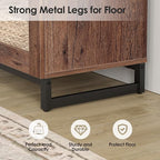 WAMPAT 63 Inch TV Stand with Glass Doors for 32-70 inch TVs, Modern Entertainment Center TV Console with Adjustable Shelves for Living Room, Bedroom, Brown