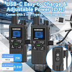 SAMCOM Walkie Talkies for Adults Long Range Rechargeable 2 Pack FWCN30A 2 Way Radios, Hiking Camping Gear for Family USB Charging 1250mAh NOAA Weather Alert