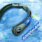 Portable Neck Fan that Blow Cold Air, LED Display, Rechargeable Hands-Free Wearable Cooling Personal Fan, 5 Speed, Neck Support, Bladeless Neck Air Conditioner, Gift for Women/Men, Hot Flashes, Travel