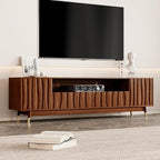 ATJafurn 78‘’ Brown Walnut Finish TV Stand for 65/75/85 Inch TVs, Mid Century Modern Wood Media Console Entertainment Center with 2 Drawers and 2 Cabinets for Living Room Bedroom