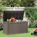 NUNU LAB 180 Gallon Outdoor Storage Box Waterproof, Outside Package Delivery Deck Boxes with Lockable Lid, Backyard Storage Bin For Garden Tools, Patio Cushions, Gray