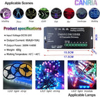 CANRIA DC 5V-24V 6 Channel DMX512 Decoder LED Controller, for RGBRGB RGBW RGBWW RGBWWW LED Strip Light, 4-Digit Display