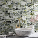 Vamos Tile 100-Piece Glossy Ice Green Peel and Stick Backsplash Tile,3''x6'' PVC Subway Tile with White Grout,Stick on Backsplash for Kitchen/Bathroom/Fireplace