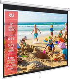 Pyle 72-Inch Manual Pull Down Projector Screen, Matte White Projection Surface, Ceiling or Wall Mount Screen Projector with Auto-Lock & Black Border for Home Theater or Office (42.5" x 56.6")