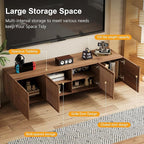 Pajiasen 70.87″ Mid Century Modern Walnut TV Stand with Grille Doors, Storage Cabinets,Entertainment Center for TVs Up to 80",Media Console for Living Room or Bedroom