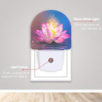 Axxitude Sparkle Pink Lotus Flower Night Lights Plug into Wall for Girls Boys Room,Night Light LED Lamp Dusk to Dawn Sensor Round Lamp for Bedroom Bathroom Hallway Home Wall Decor Nightlight