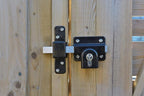 GateMate Long Throw Gate Lock 1490096, Euro Profile Keyed Both Sides Gate Lock for Sheds, Gates & Garage Doors, 316 Stainless Steel, for Wooden Gates & Doors Up to 2 ¾” Thick (70mm), Black, 5 Keys