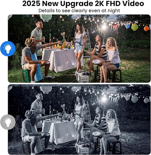 2025 Upgraded 2K Security Cameras Wireless Outdoor (2 Pack), Free Cloud Storage, Long Battery Life, AI Motion Detection, Spotlight & Siren, Waterproof, WiFi Surveillance Outdoor Camera with 2-Way Talk