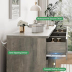 Xixini Fluted Dresser for Bedroom with 9 Drawers, 57" Wide Modern Chest of Drawers with Metal Handle, Wooden Dresser TV Stand, Wood Closet Clothes Storage Organizer for Living Room, Hallway, Grey