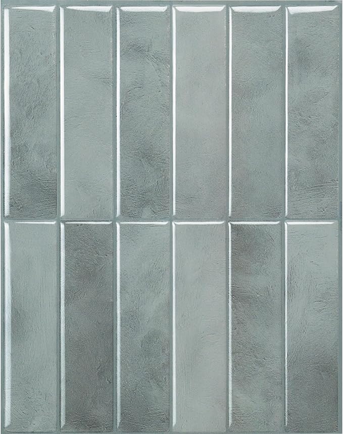 SMART TILES Peel and Stick Backsplash - 5 Sheets of 11.43" x 9" - 3D Adhesive Peel and Stick Tile Backsplash for Kitchen, Bathroom, Wall Tile