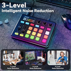 SINWE G1 Gaming Audio Mixer, RGB Audio Interface with Pro-preamp,Bluetooth, Streaming PC Mixer with XLR/48V Phantom Power for Live Streaming, Podcasting, Content Create, Gaming(Black)