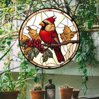 DASTOLL Stained Glass Window Hanging, Birds on a Branch Cardinal Sun Catchers Diamond Glass Panel Hangings Suncatcher Decor for Birthday for Women, Men, Wife, Aunt, and Mom 14.9x14.9 in