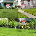Faittoo Security Sign Video Surveillance Sign with 36" Stake for Outside, 12"x12" Rust Free Heavy Aluminum, Reflective, Fade Resistant, 2 pre-drilled holes, Includes Matching Screws & Wrench