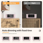 JALL Fabric Alarm Clock for Bedroom, with Big Led Screen Display, Bluetooth Stereo Sound Speaker, FM Radio, Fast Wireless Charging, USB Charging Port, Nightlight, White Noise, Ideal for Gift, Pink