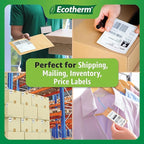 4" x 4" Thermal Labels | 4 Rolls | 1508 Labels | fits Zebra, Munbyn, Rollo, Godex, Arkscan, iDPRT, Offnova Thermal Label Printers and More | Blank White Adhesive Stickers by Ecotherm