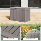NUNU LAB Outdoor Storage Box, 45 Gallon Outside Deck Box Waterproof, Resin Outdoor Storage Cabinet With Lockable Lid, Backyard Storage Bench For Garden Tools, Patio Cushions, Pool Tools, Gray