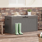 Outdoor Storage Box, 60 Gallon Outside Deck Box Waterproof, Resin Outdoor Storage Cabinet With Lockable Lid, Storage Bench for Garden Tools, Patio Cushions, Pool Tools, Package Delivery, Gray