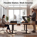 HUANUO 36" Z Shaped Stable Standing Desk Converter, Height Adjustable Sit Stand Up Desk Riser, Dual Monitor and Laptop Workstation with Wide Keyboard Tray, Desk Lifter for Home Office