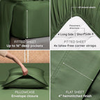 Bambaw California King Sheet Set 4pcs – 100% Viscose Derived from Bamboo Sheets Deep Pocket, Fits Up to 16'' Mattresses, Super Soft & Temperature Cooling Bed Sheets (Olive)