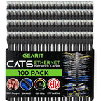 GEARit Cat 6 Ethernet Cable Pack - 100-Pack 0.5 ft Cat6 Ethernet Patch Cables | RJ45 Network Patch Cable, 10 Gbps Snagless Gold-Plated Connectors - Ethernet Cable Cat 6 for PC, TV, Router - Black