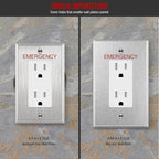 ENERLITES Decorator Switch or Outlet Metal Wall Plate with Emergency Label, 430 Stainless Steel, Corrosion Resistant, Mid-Size 1-Gang 4.88" x 3.11", UL Listed, 7731M-E, Silver