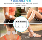 Etekcity 4-Channel Rechargeable TENS Unit,FSA-HSA Eligible Muscle Stimulator for Pain Relief, After-Exercise Relaxation, Physical Therapy, 8 Electrode Pads, Back,Neck,Shoulder,Sciatica, Period Cramps