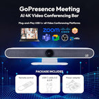 GoPresence 4K Ultra HD Meeting Bar – All-in-One Video Conferencing System with 120° Wide-Angle Lens, 6 Mics with 20ft Pickup Range, Dual Speakers, Plug-and-Play USB for Zoom/Teams/Meet – Medium Rooms