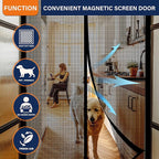 Magnetic Screen Door，Fiberglass Screen Door Mesh，Keep Bugs Out, Heavy-Duty Mesh Curtain,Pet and Kid Friendly, Works with Front Doors, Sliding Doors（32x80 Inch Fiberglass