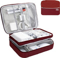 Electronics Organizer,Travel Cord Organizer Pouch, Portable Cable Organizer Bags, Waterproof Electronic Accessories Storage Case for Cables, Cords, Charger, Phone (Three Layer-Winered)