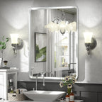 22x30 Inch Silver Bathroom Mirror, Silver Metal Frame Mirror, Rounded Rectangle Bathroom Vanity Mirror, Shatterproof, Anti-Rust (Horizontal/Vertical)