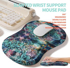KUOSGM 2-in-1 Ergonomic Set, Wave Rise Keyboard Wrist Rest and Massage Bulge Slope Mouse Pad Wrist Support, Cushion Memory Foam Integrated to Relieve Wrist Pain, Galaxy Mandala