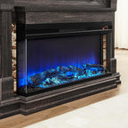 OKD 52 Inch Electric Fireplace with Mantel, Fireplace TV Stand with 36" 3-Sided Glass Electric Fireplace Heater for Living Room, Dark Rustic Oak