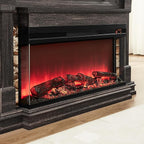 OKD 52 Inch Electric Fireplace with Mantel, Fireplace TV Stand with 36" 3-Sided Glass Electric Fireplace Heater for Living Room, Dark Rustic Oak