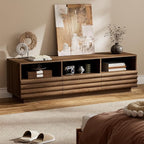 MAISONARIA Mid-Century Modern TV Stand for 50-60 inch TV, Entertainment Center with Storage & Drawers, Media Console Table for Living Room Bedroom, Walnut